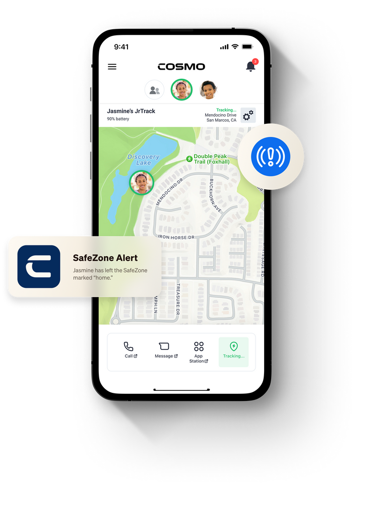 A smart phone displaying a map with location tracking