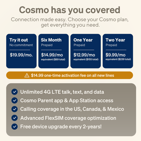 Cosmo Membership plan options with pricing and features listed.