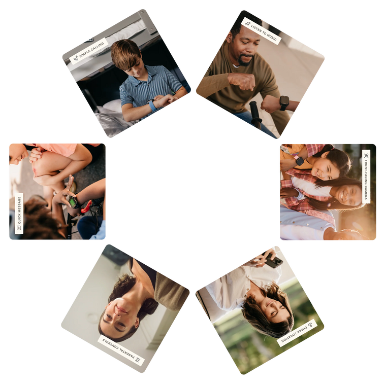  Six small square-shaped images arranged in a circular pattern.