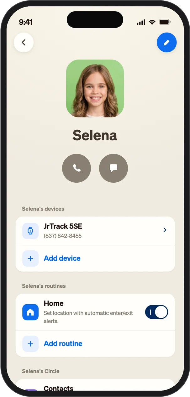 A child's profile with devices and routines