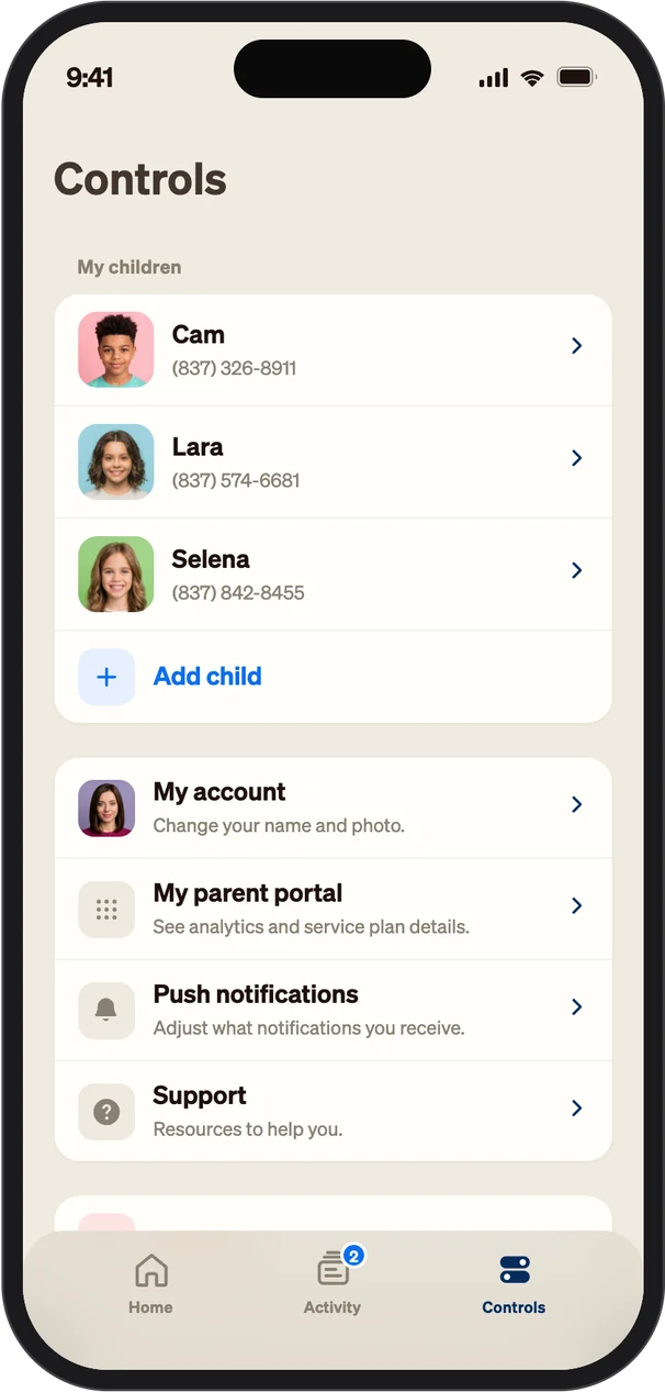Parent controls in the Cosmo app