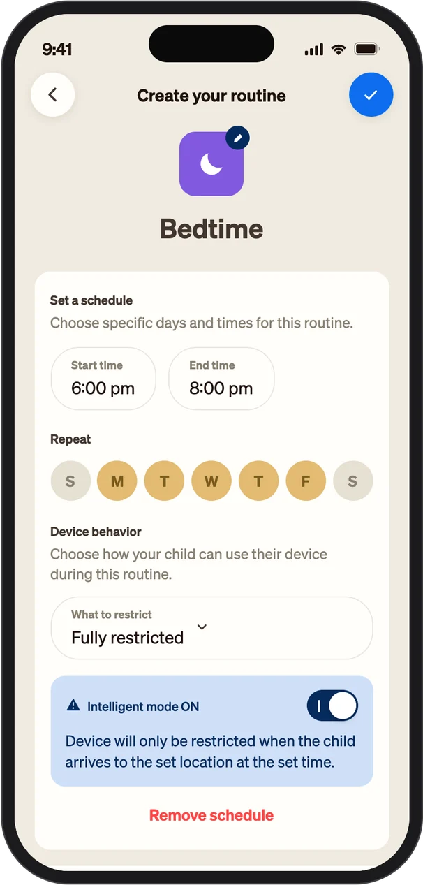 Creating a Bedtime routine