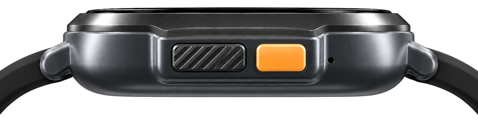 JrTrack Pro from the side, showing its slim case and side buttons