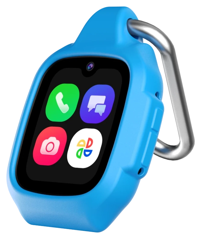 JrTrack Pro in the blue School Clip with a carabiner